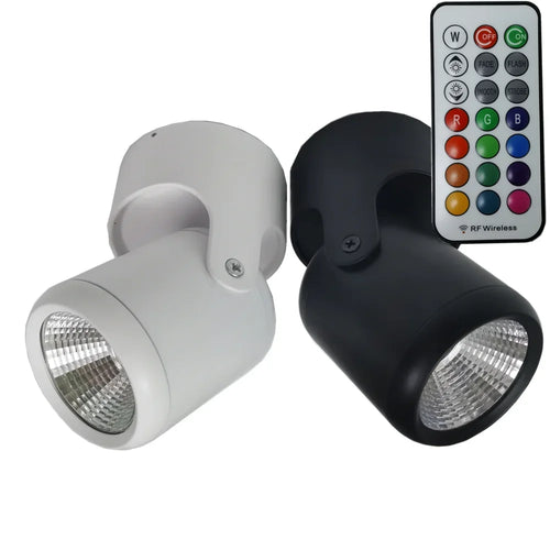 spot led intérieur moderne blanc noir télécommande rf aluminium projecteur d'éclairage décoration maison