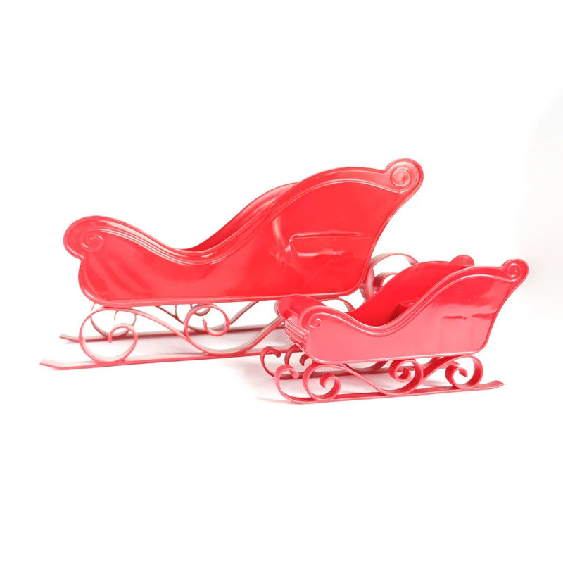 décoration noël traîneau rouge vert marron scroll moderne cadeau ornement opaque classique
