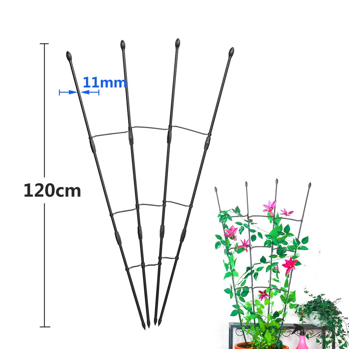 support plante grimpante grille métal anti rust noir blanc moderne facile jardin fleurs tomates