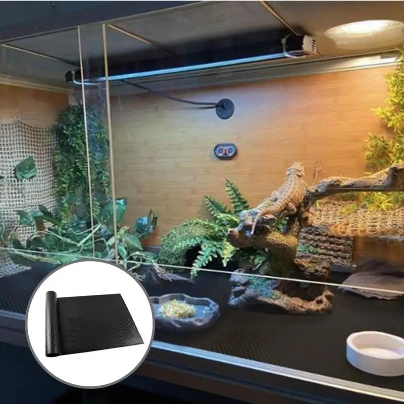 tapis reptile noir texture micro perforée moderne literie terrarium sécurité confort support polymère 200cm