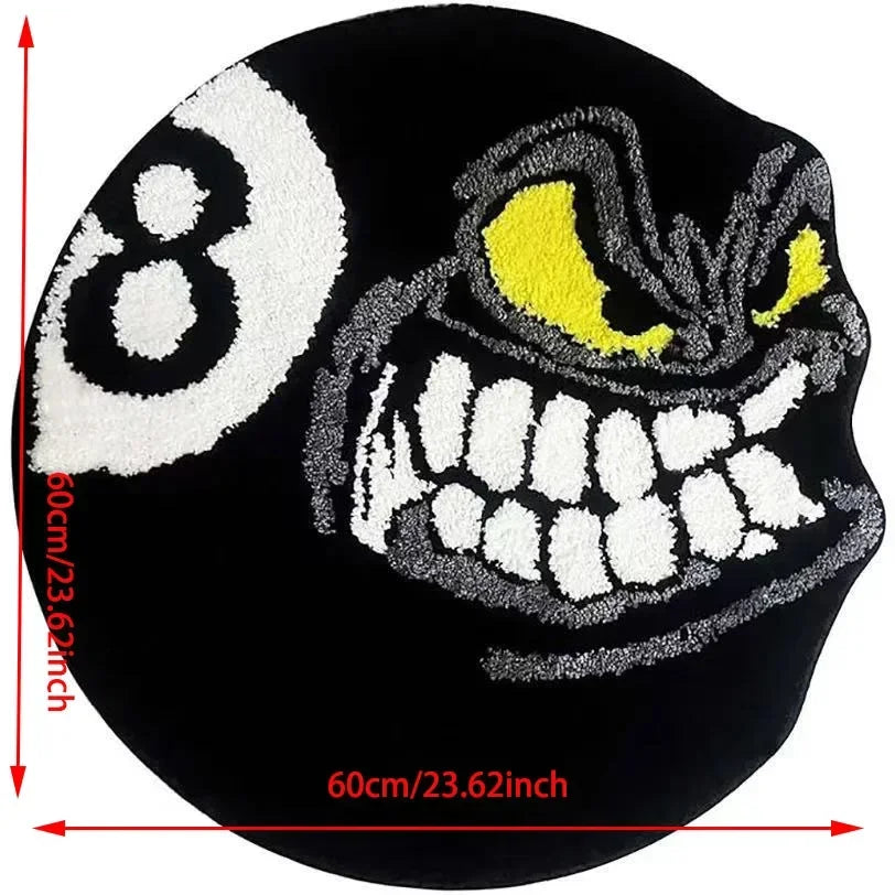 tapis anti dérapant moderne noir blanc visage souriant chiffre motif floralintérieur chambre salon