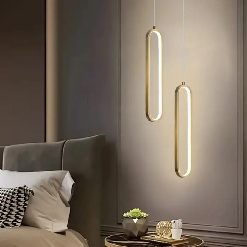 Suspension lumineuse moderne forme pince papier noir or câble suspendu interrupteur tactile
