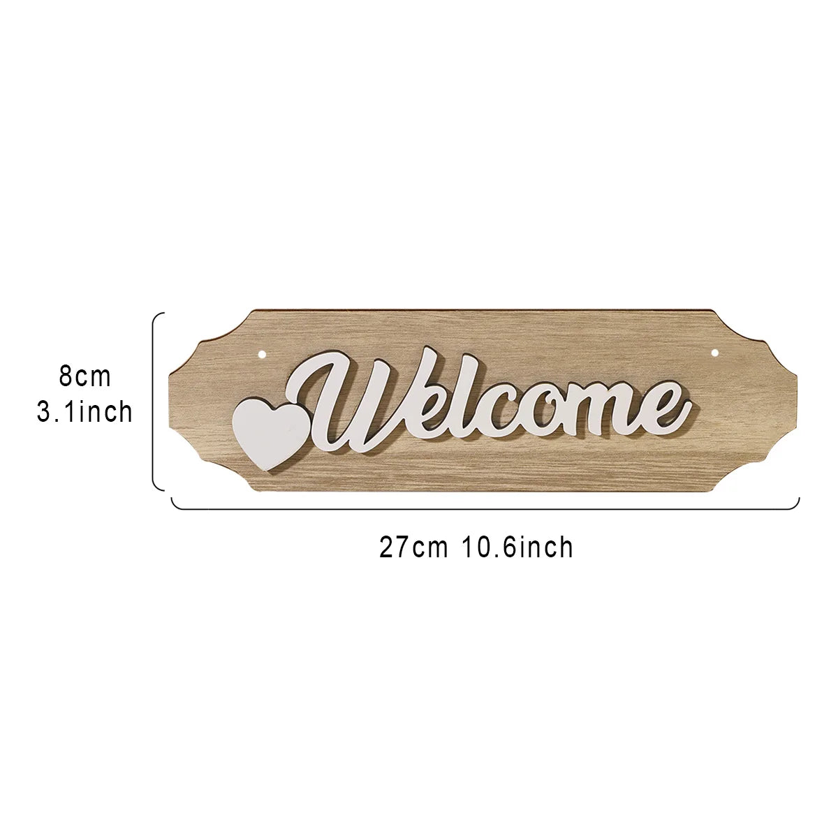 panneau decoratif bois naturel blanc moderne rectangle accroche mur decoration bienvenue cœur classique