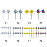 décor extérieur moderne moulin vent argent bleu jaune holographique 18cm 52cm piquet métallique jardin