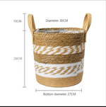 paniers rangement boho blanc rayures naturel bordure noire pliables stockage maison jardin
