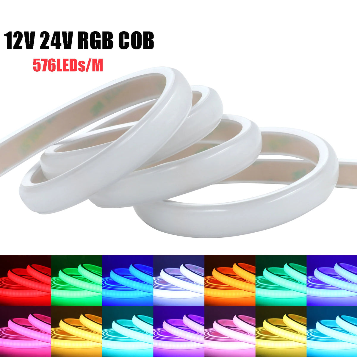 ruban led cob 12v 24v 576 leds étanche décoration maison salon blanc moderne