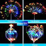 lumières solaires feux d'artifice blanc jaune multicolore moderne étoiles lumineuses filaments tringle sol installationextérieur