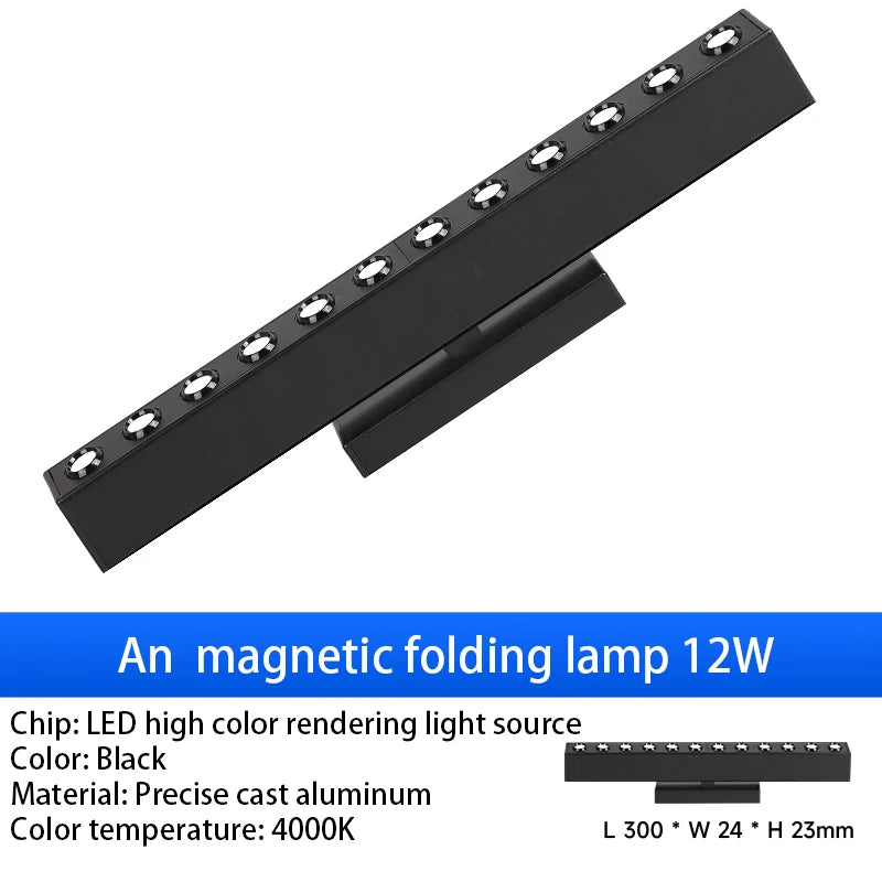 rail lumière suspendue moderne aimants noir ampoules led 12w 24w spotlight floodlight grille light
