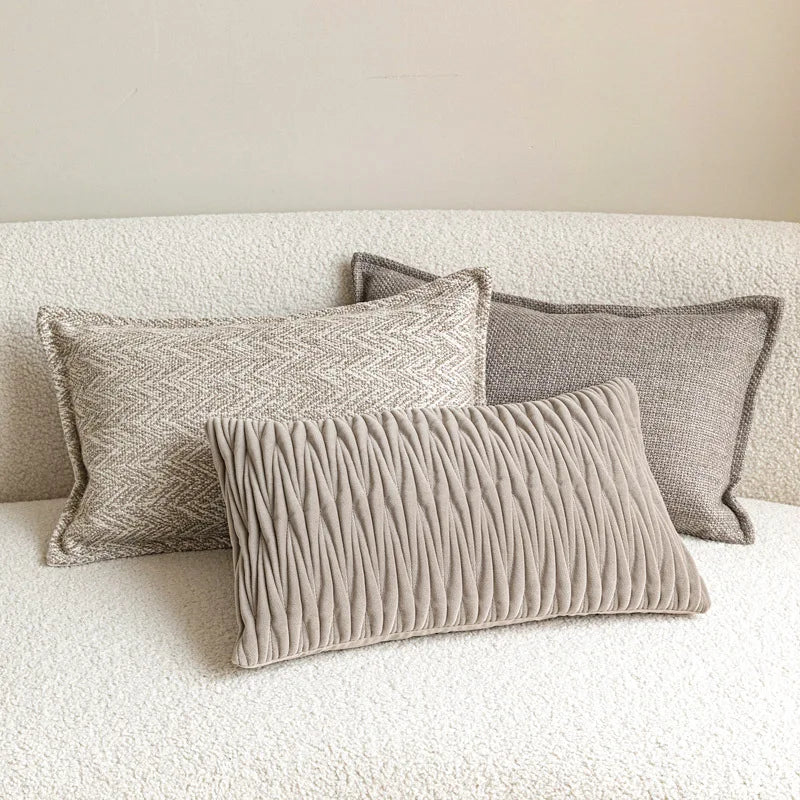 coussins décoratifs géométriques polyester 100% nordique contemporain beige gris clair 30x50cm