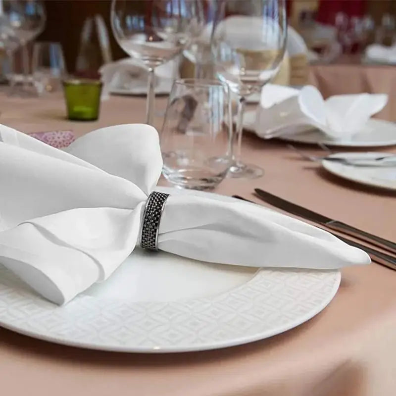 serviettes table polyester blanc imprimé végétal classique maison restaurant 43x43cm pack pièces