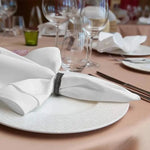 serviettes table polyester blanc imprimé végétal classique maison restaurant 43x43cm pack pièces