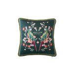 housse coussin imprimée perroquet oiseaux fleurs polyester coton lit carré vintage bleu vert rose
