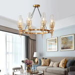 chandelier led verre transparent moderne or noir salon chambre villa