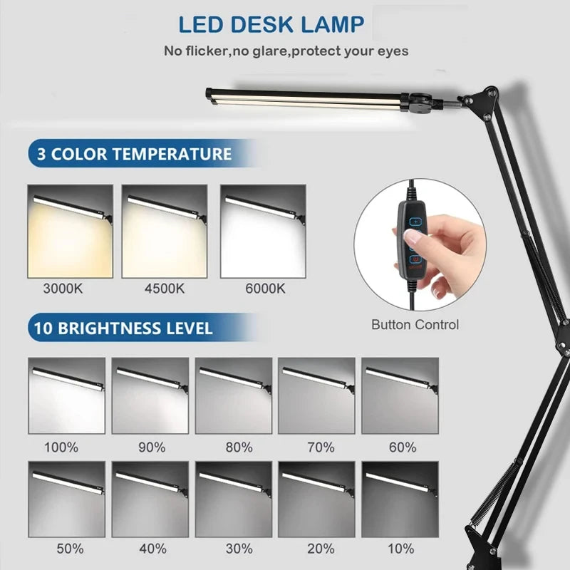 lampe led moderne double tête lumière variable écran lecture rechargeable