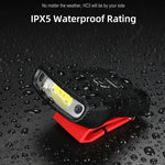 lampe frontale rechargeable cob pince visor clip câble usb sensoriel mouvement pêche camping travail