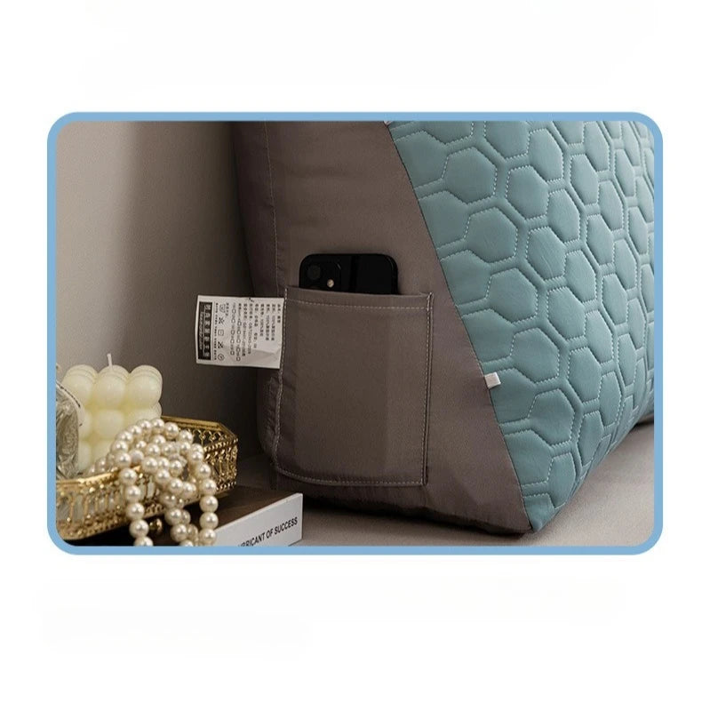 oreiller inclinable moderne hexagones bleu gris support lombaire breathable coton brodé amovible lavable adultère