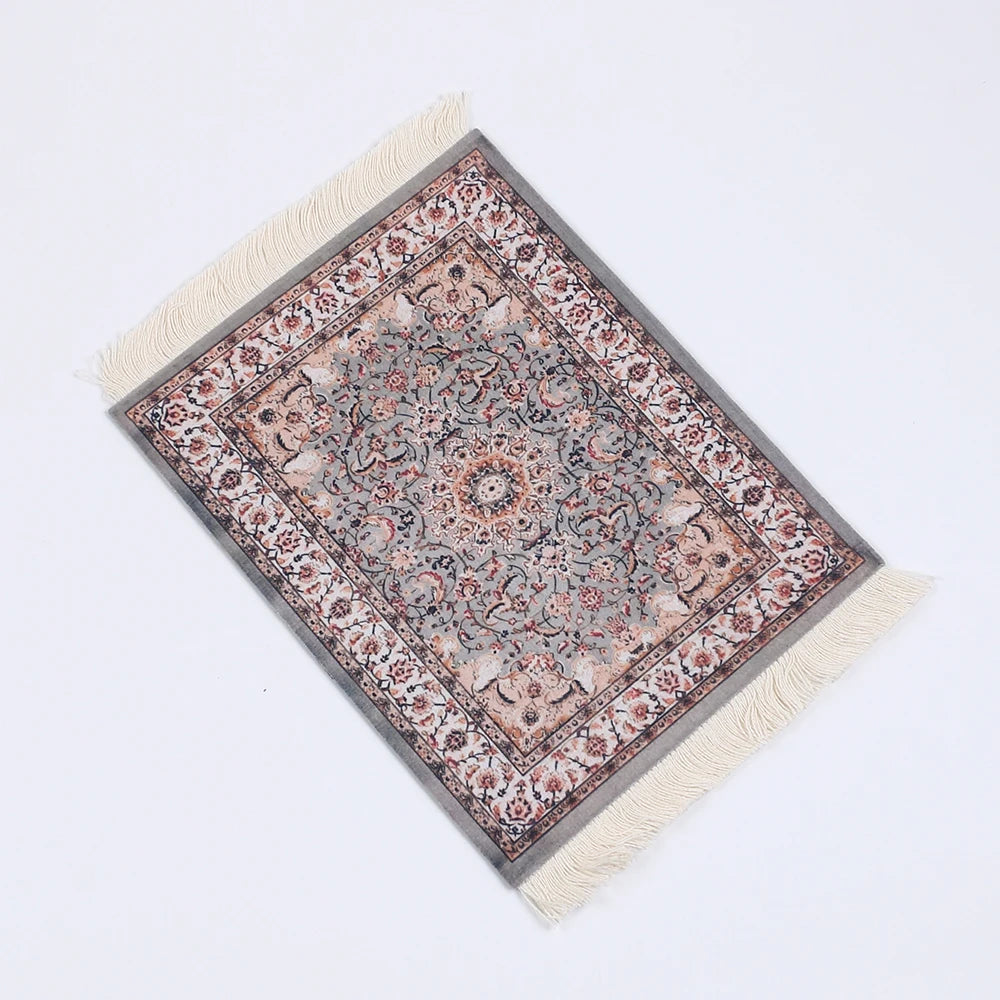 tapis table tissu ornements floraux rouge bleu beige classique adhésif décoration traditionnel