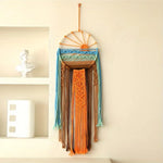 décoration murale bohème dreamcatcher macramé géométrique orange bleu marron artisanal chambre salon