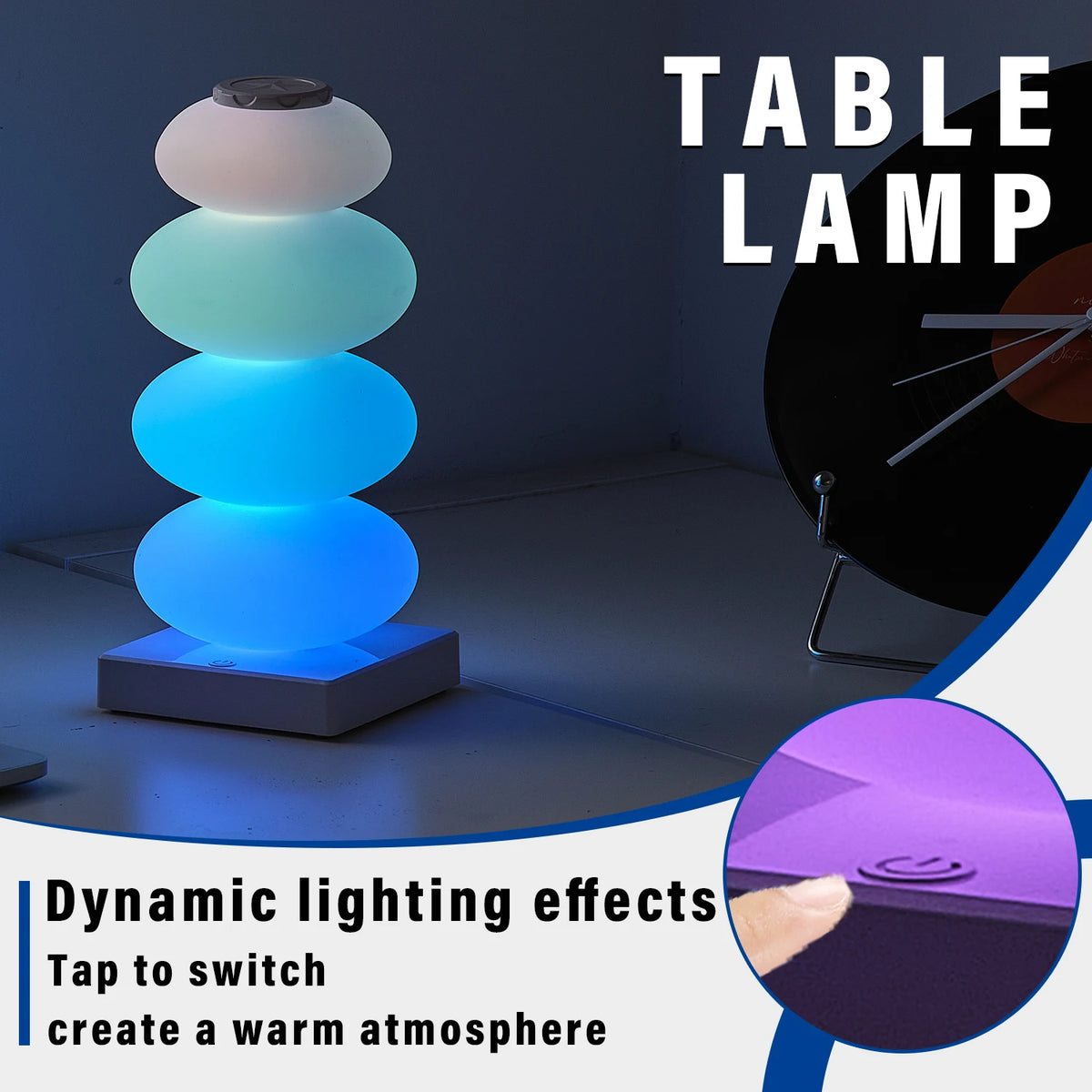 lampe table moderne bleu rose blanc toucher rgb changement couleur chambre coucher