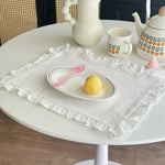 nappes ruchères polyester coton blanc rose rouge jaune bleu rustique bohème champêtre set table