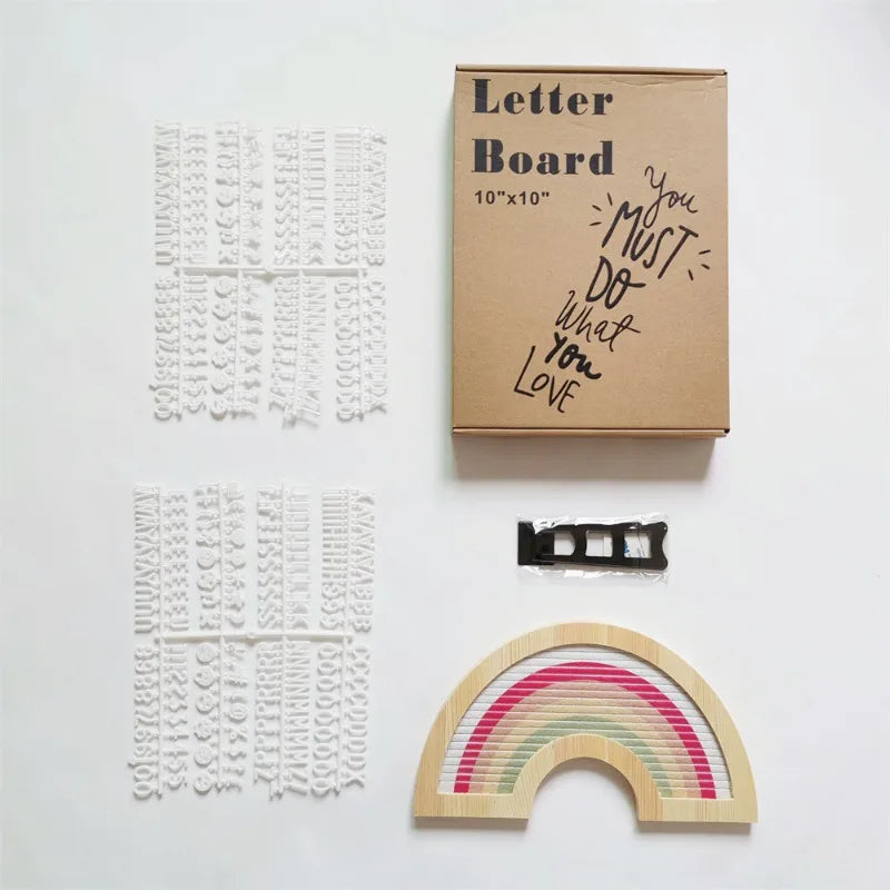 lettres bois arc ciel lettreboard moderne décoration festive planche messages messages colorés boîte rangement