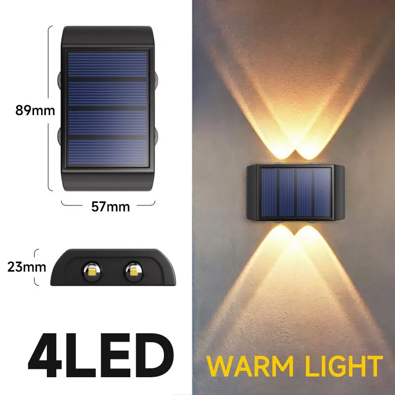 applique murale solaire led noir bleu moderne panneau solaire adhésifextérieur minimaliste lumière chaude