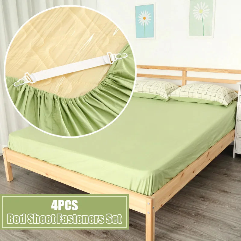 attaches drap housse fixateurs lit blanc vert orange nylon plastique clips velcro utilitaires maison