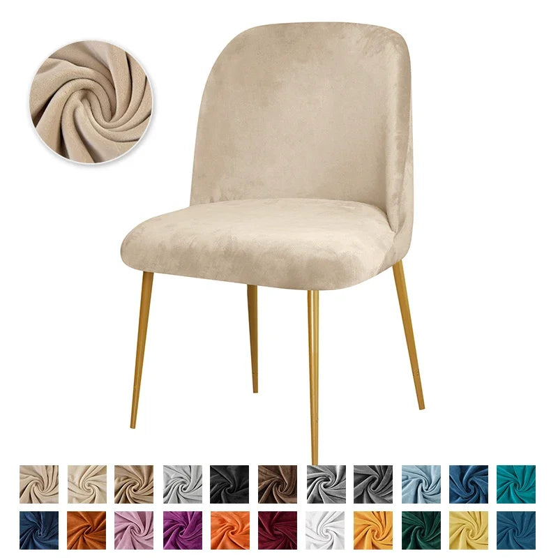 housses chaise velours élasthanne polyester moderne beige gris bleu orange pieds dorés