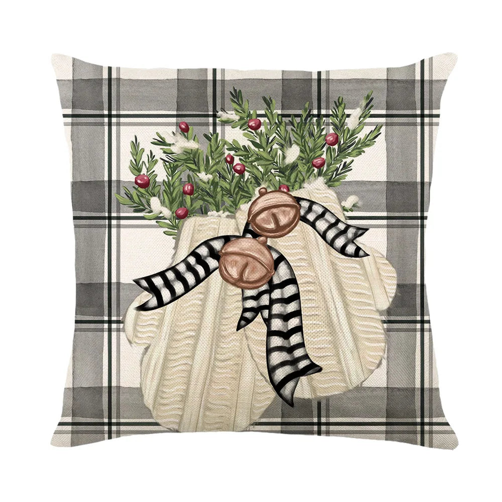 coussin carré noël arbre renne guirlande bonhomme neige décoration maison traditionnel opacité fixe