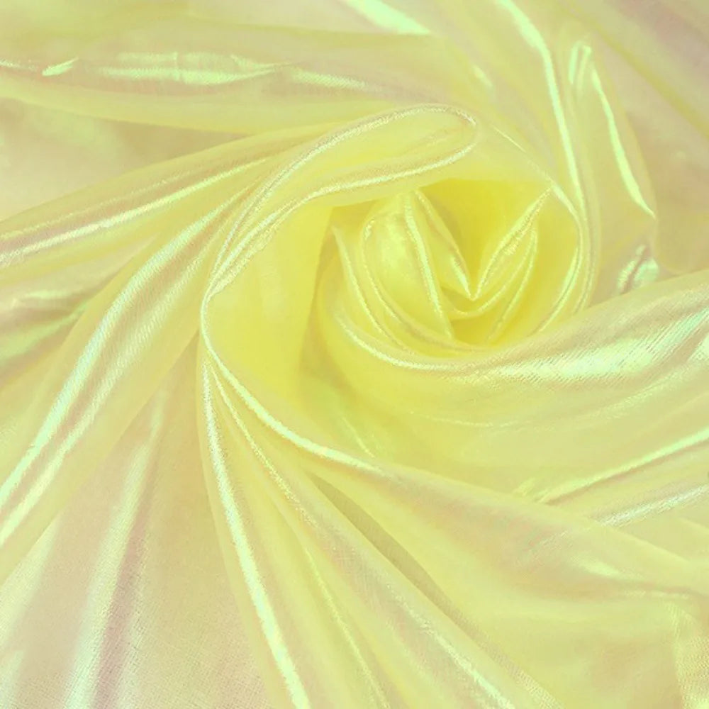 tissu organza holographique brillant rose violet bleu vert translucide moderne élégant polyester
