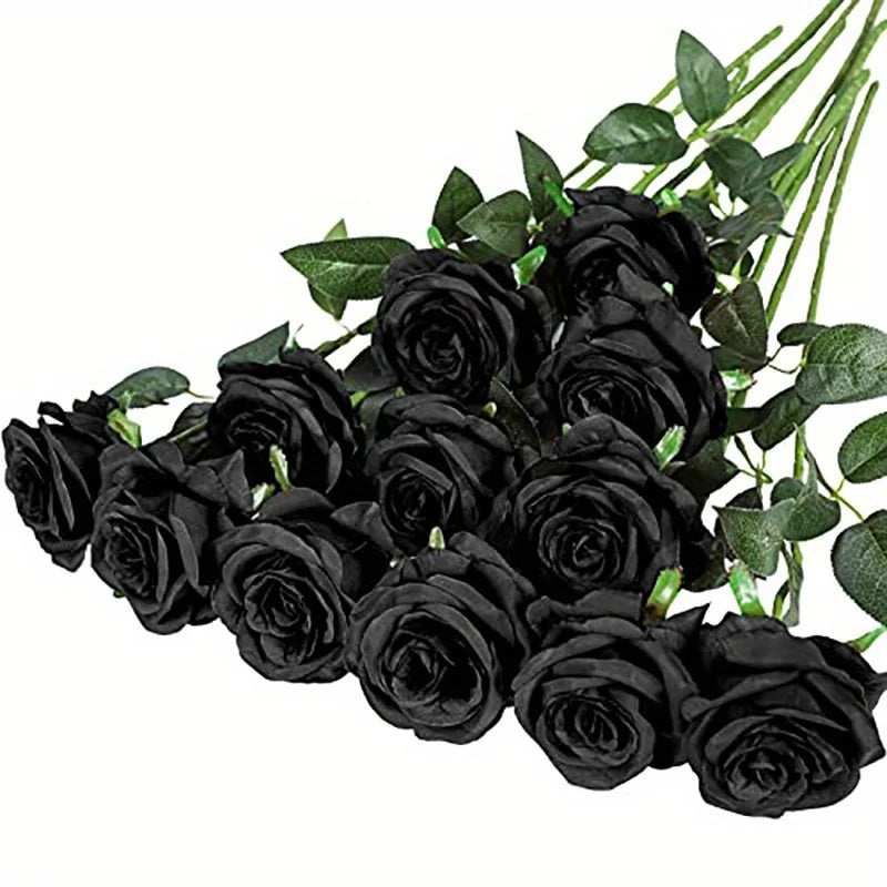 roses artificielles rouges decoration mariage anniversaire intérieur romantique branches soie verte