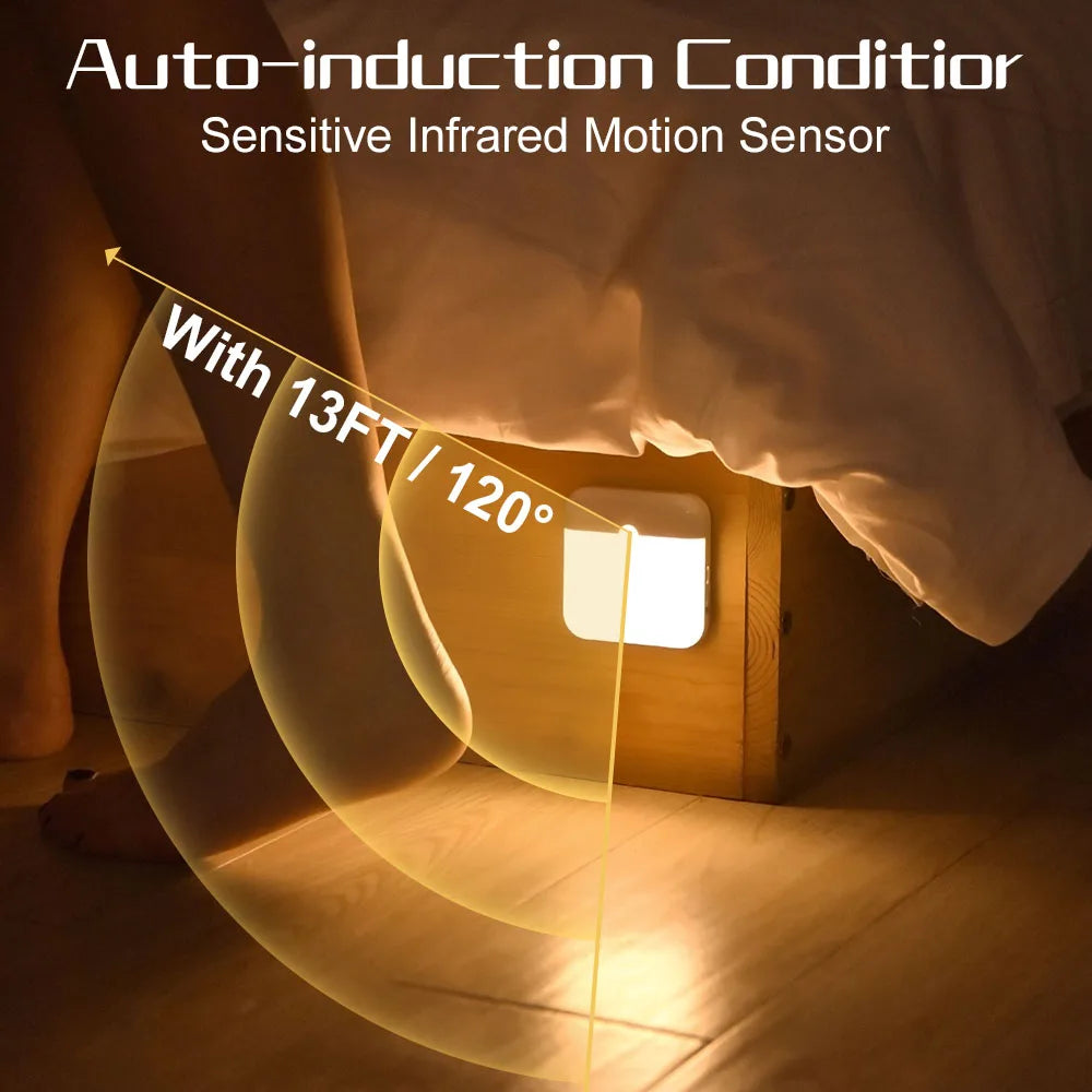 lampe nuit capteur mouvement rechargeable usb type blanc moderne aimantée flux lumineux faible certification