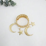 bracelet vintage boho lune étoiles anneaux bronze opalescent artisanal unique quà mode accessoris