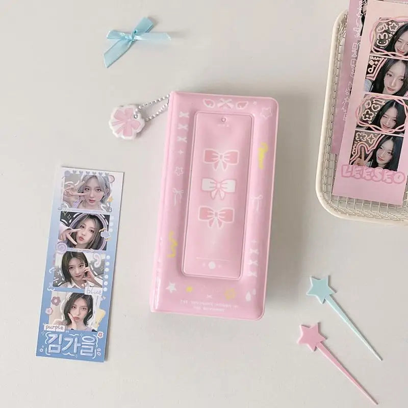 porte cartes kawaii floral rose vert bleu violet blanc cartes autocollants(chainette)