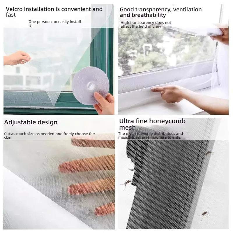 filet fenêtre anti insectes adhésif blanc semi transparent moderne protection maison été 1.3x1.5m