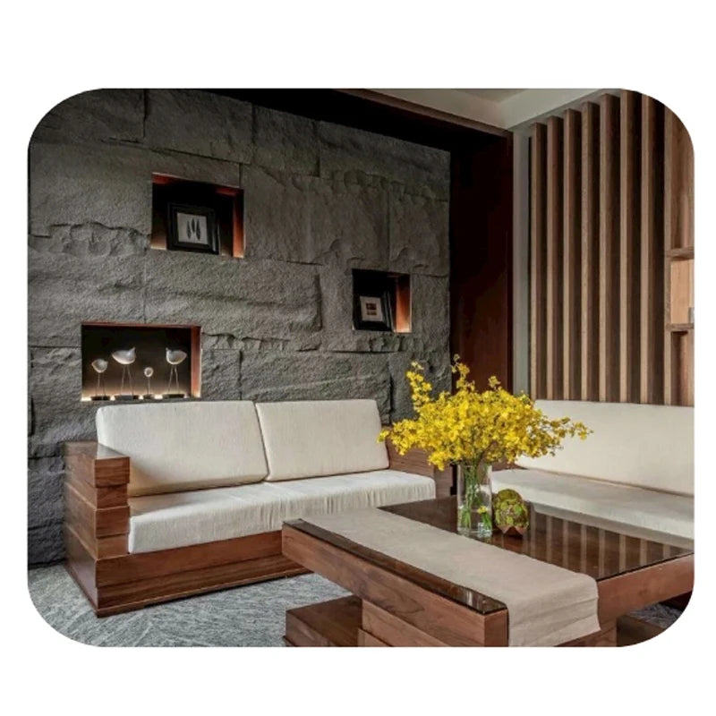 panneau decoratif mural moderne gris noir aspect pierre naturelle clips fixation 30x30cm x3cm 25kg