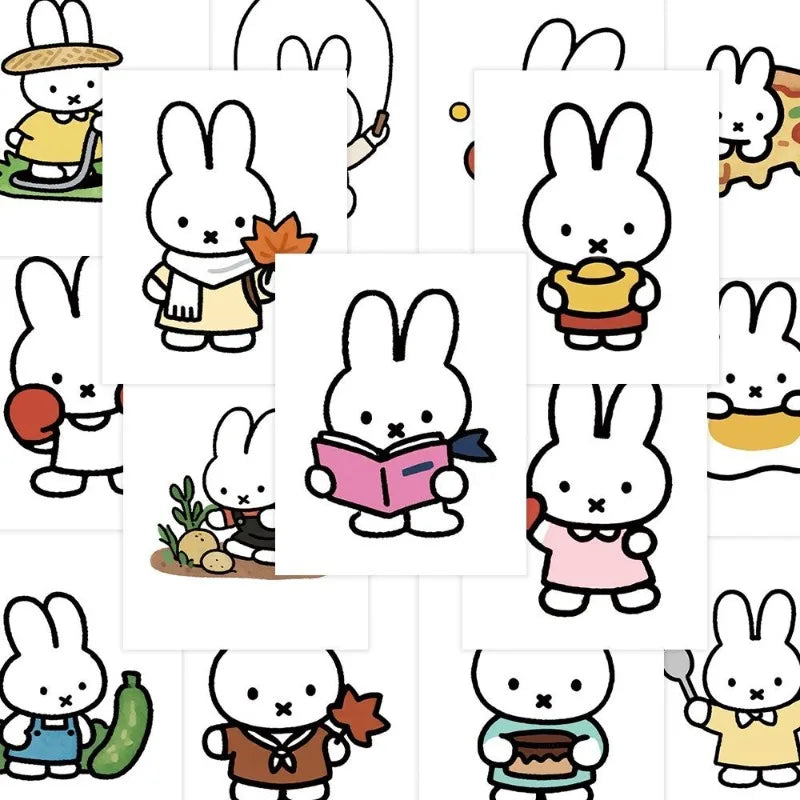 sticker autocollant dessin animé simple mignon lapin fruit légume maison accessoire pack 72pcs opacité