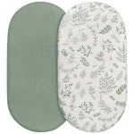 draps housses bébé unisexe fleurs feuilles moderne doux beige rose vert bleu marine