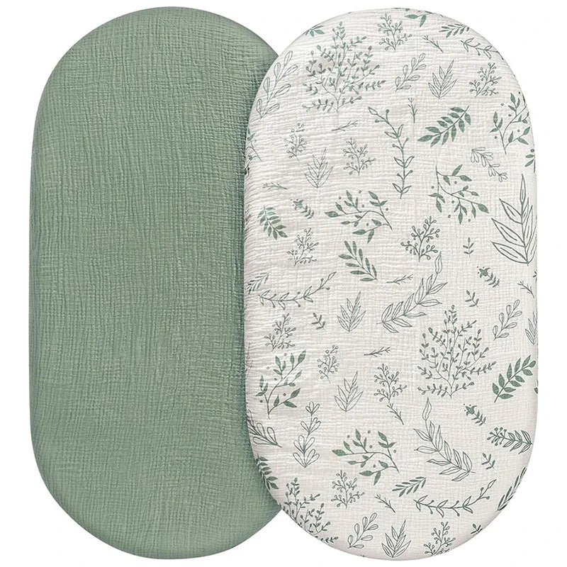 draps housses bébé unisexe fleurs feuilles moderne doux beige rose vert bleu marine