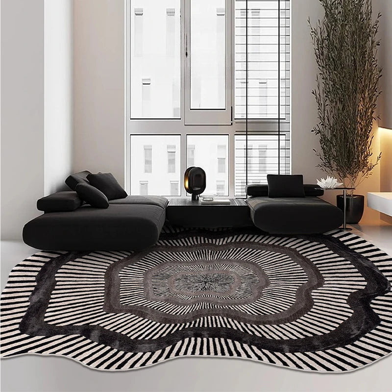 tapis moderne géométrique rayures cercles motifs floraux noir blanc bleu vert polyester salon chambreextérieur