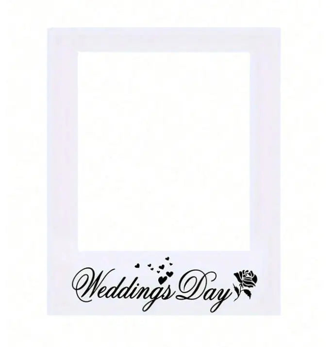 cadre photo mariage inscription Wedding's Day floral coeurs blanc festif