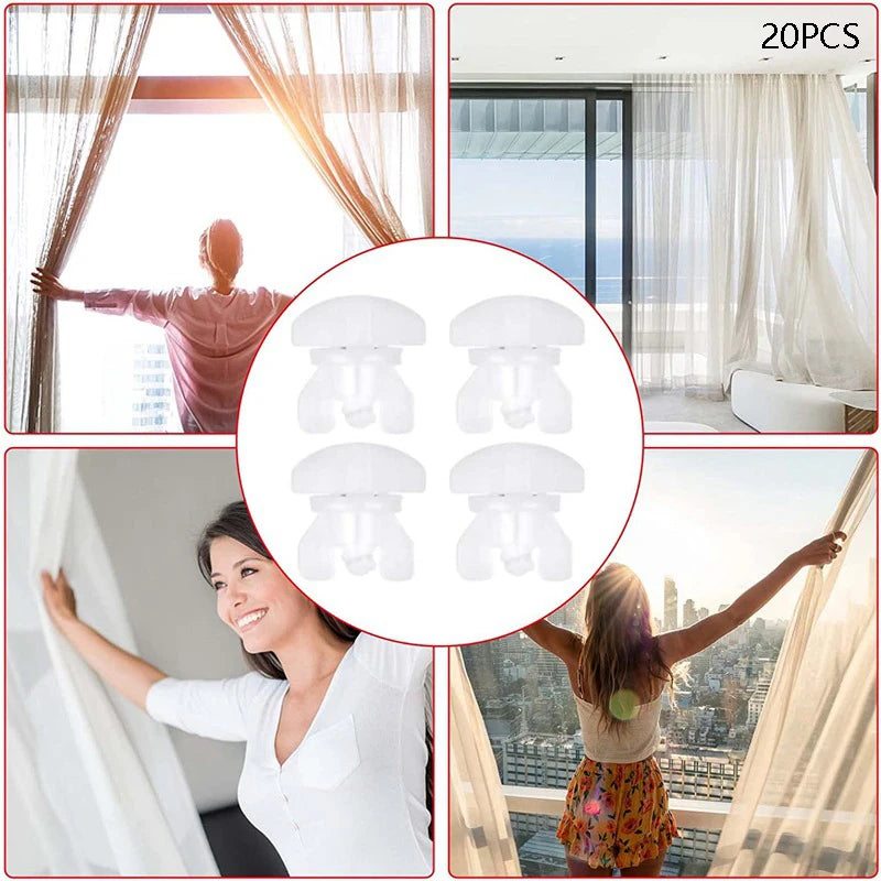 clips rideau blancs modernes adhésifs ensemble 20 pièces facile draperies