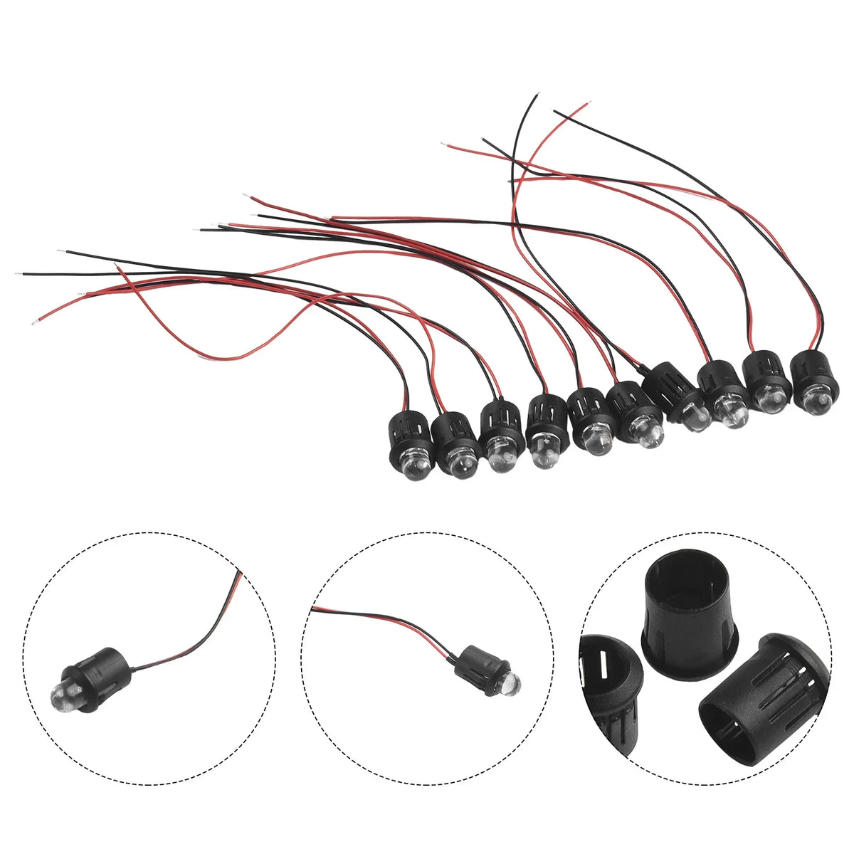 ampoules led noires blanches 10 pièces câbles modernes translucides 12v
