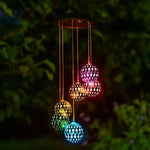 lumière solaire suspendue multicolore décorative moderne sphères ajourées patio maison