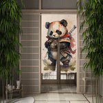 Panneau japonais rideau de porte en lin motif bambou rouge