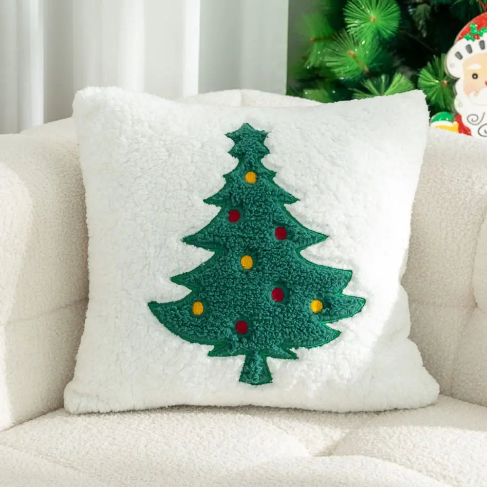 taies d'oreiller noël arbre noël 45cm blanc motifs festifs coussin maison festive decoration intérieure