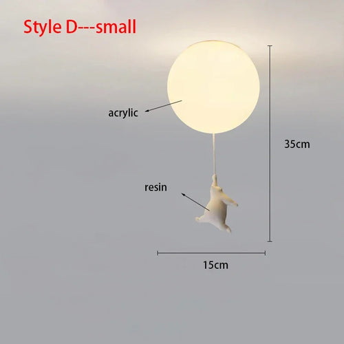 lampe suspendue moderne blanc boules lumineuses figurines animaux six figurines six boules opaques