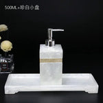 distributeur savon huiles essentielles moderne élégant blanc noir marbré set accessoires