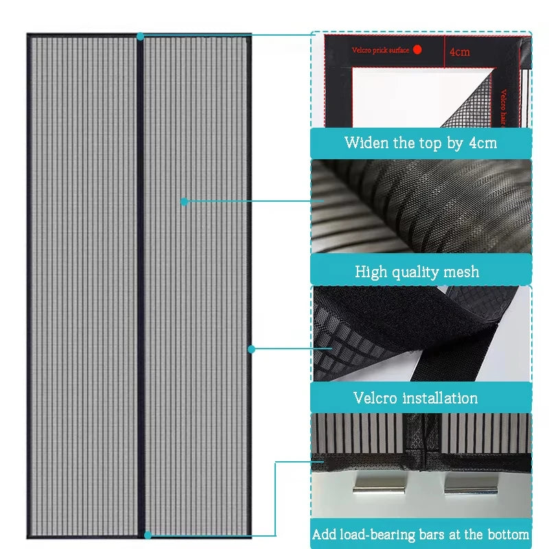 moustiquaire porte noire semi transparente moderne velcro fin verticale