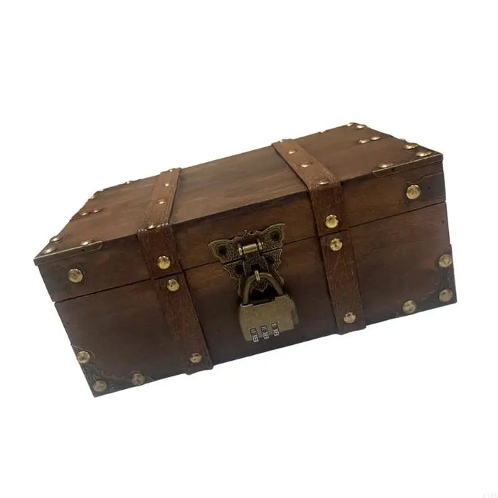 Boîte de rangement en bois vintage verte avec serrure pour décoration intérieure